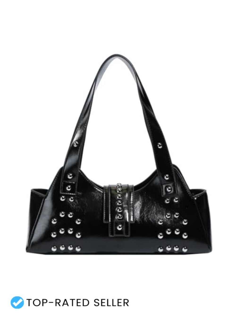 Studded Faux Leather Shoulder Bag Retro Y2K Handbag